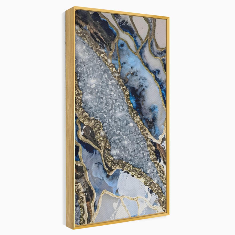 Tablou Canvas Premium LuxCanva® A1130, Marmura Albastra , Abstract, Auriu, Colorat, Arta, Culori Vibrante