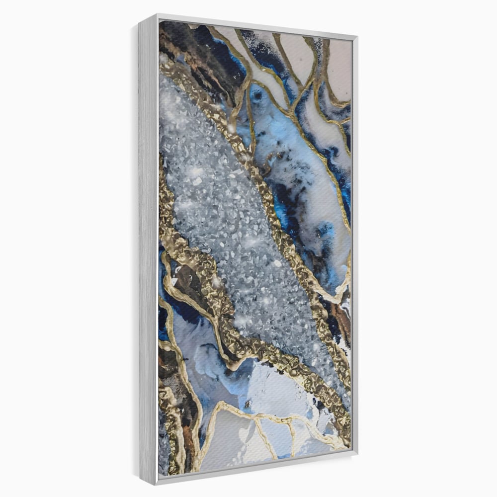 Tablou Canvas Premium LuxCanva® A1130, Marmura Albastra , Abstract, Auriu, Colorat, Arta, Culori Vibrante