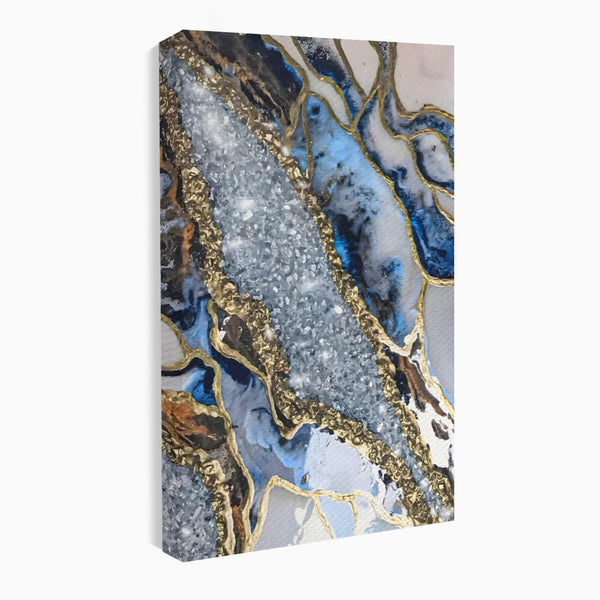 Tablou Canvas Premium LuxCanva® A1130, Marmura Albastra , Abstract, Auriu, Colorat, Arta, Culori Vibrante