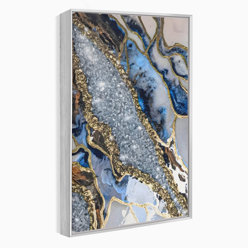 Tablou Canvas Premium LuxCanva® A1130, Marmura Albastra , Abstract, Auriu, Colorat, Arta, Culori Vibrante