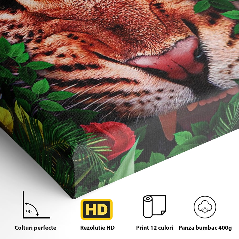 Tablou Canvas Premium LuxCanva® A1131, Hungry Tiger ,  Tigru, Jungla, Motivational, Culori Vibrante