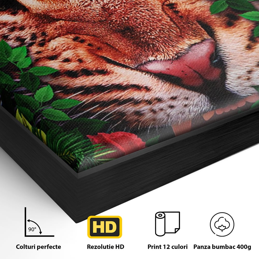 Tablou Canvas Premium LuxCanva® A1131, Hungry Tiger ,  Tigru, Jungla, Motivational, Culori Vibrante