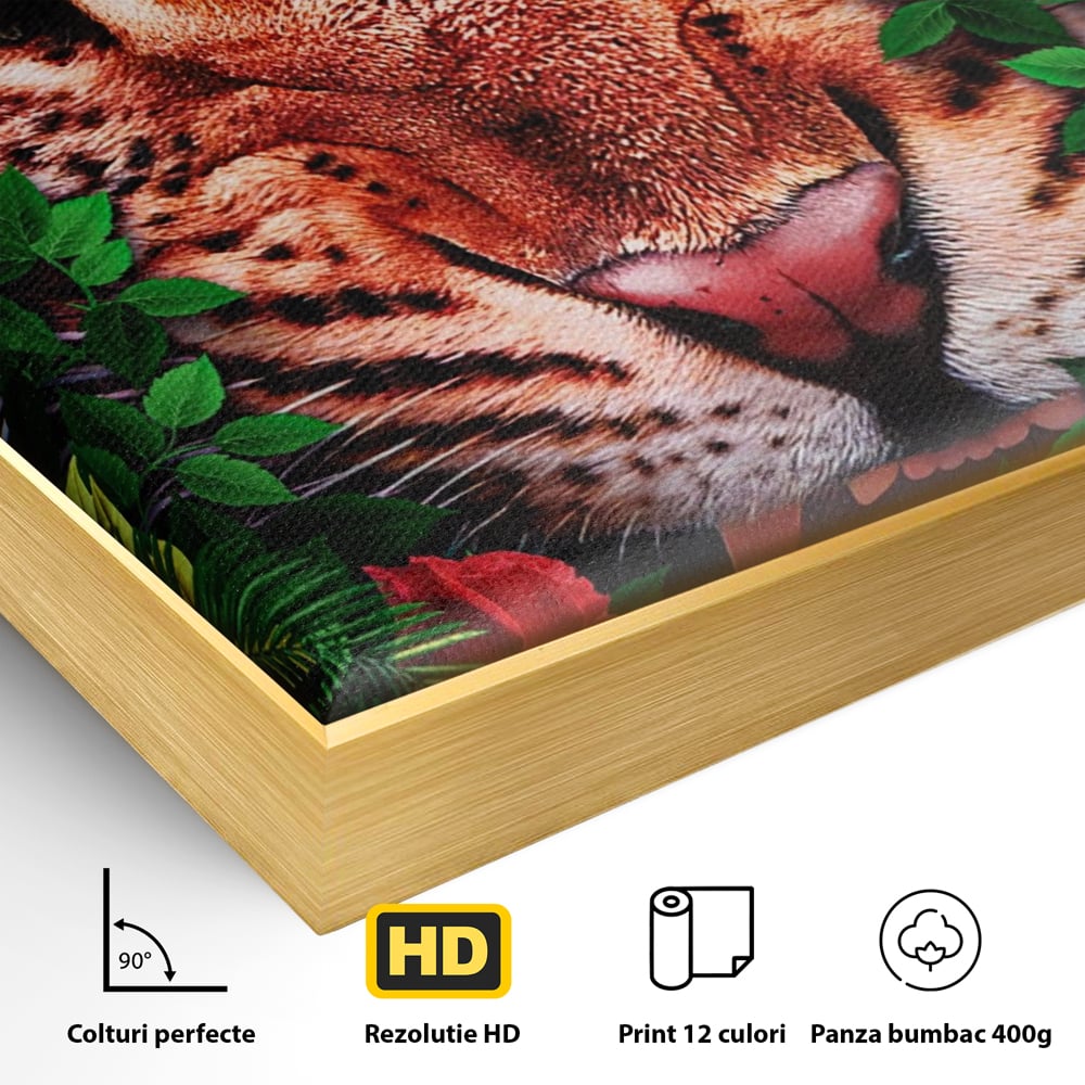 Tablou Canvas Premium LuxCanva® A1131, Hungry Tiger ,  Tigru, Jungla, Motivational, Culori Vibrante