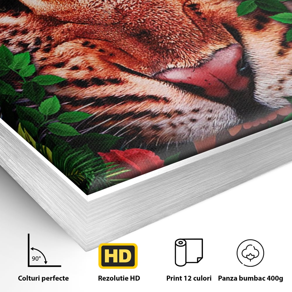 Tablou Canvas Premium LuxCanva® A1131, Hungry Tiger ,  Tigru, Jungla, Motivational, Culori Vibrante