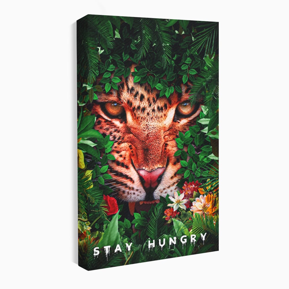 Tablou Canvas Premium LuxCanva® A1131, Hungry Tiger ,  Tigru, Jungla, Motivational, Culori Vibrante