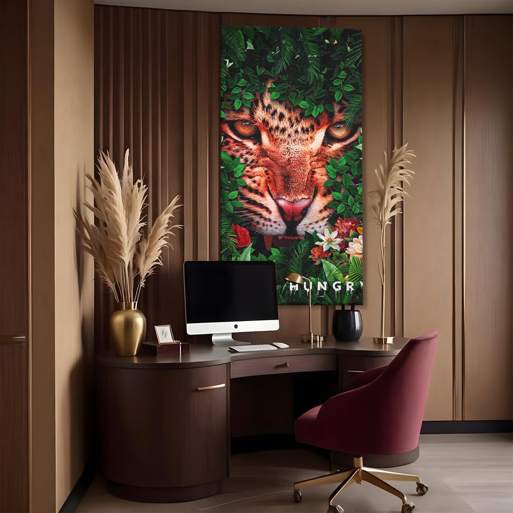 Tablou Canvas Premium LuxCanva® A1131, Hungry Tiger ,  Tigru, Jungla, Motivational, Culori Vibrante