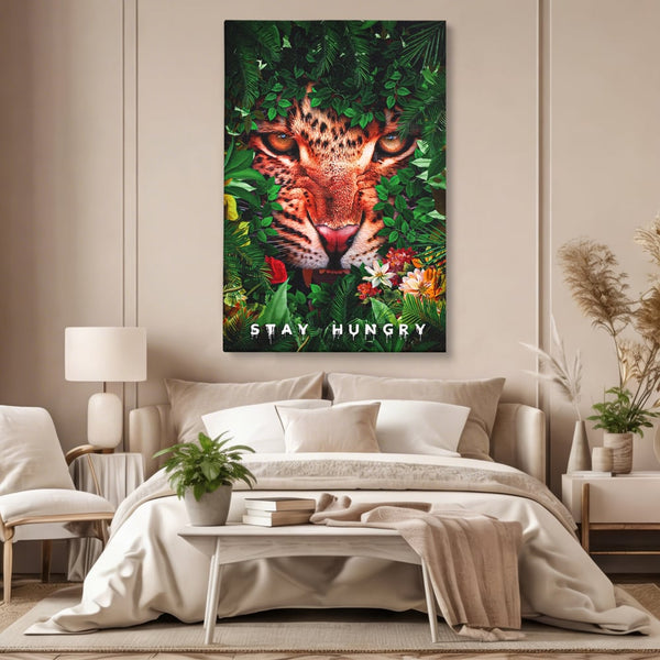 Tablou Canvas Premium LuxCanva® A1131, Hungry Tiger ,  Tigru, Jungla, Motivational, Culori Vibrante