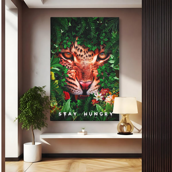 Tablou Canvas Premium LuxCanva® A1131, Hungry Tiger ,  Tigru, Jungla, Motivational, Culori Vibrante