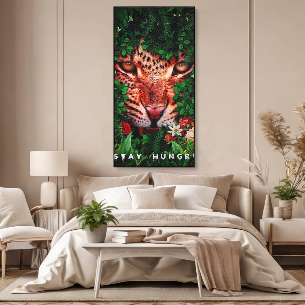 Tablou Canvas Premium LuxCanva® A1131, Hungry Tiger ,  Tigru, Jungla, Motivational, Culori Vibrante