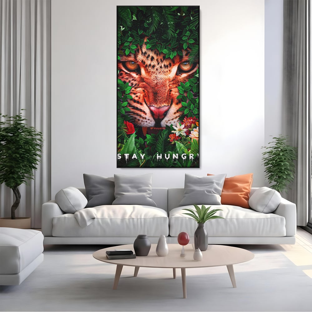 Tablou Canvas Premium LuxCanva® A1131, Hungry Tiger ,  Tigru, Jungla, Motivational, Culori Vibrante