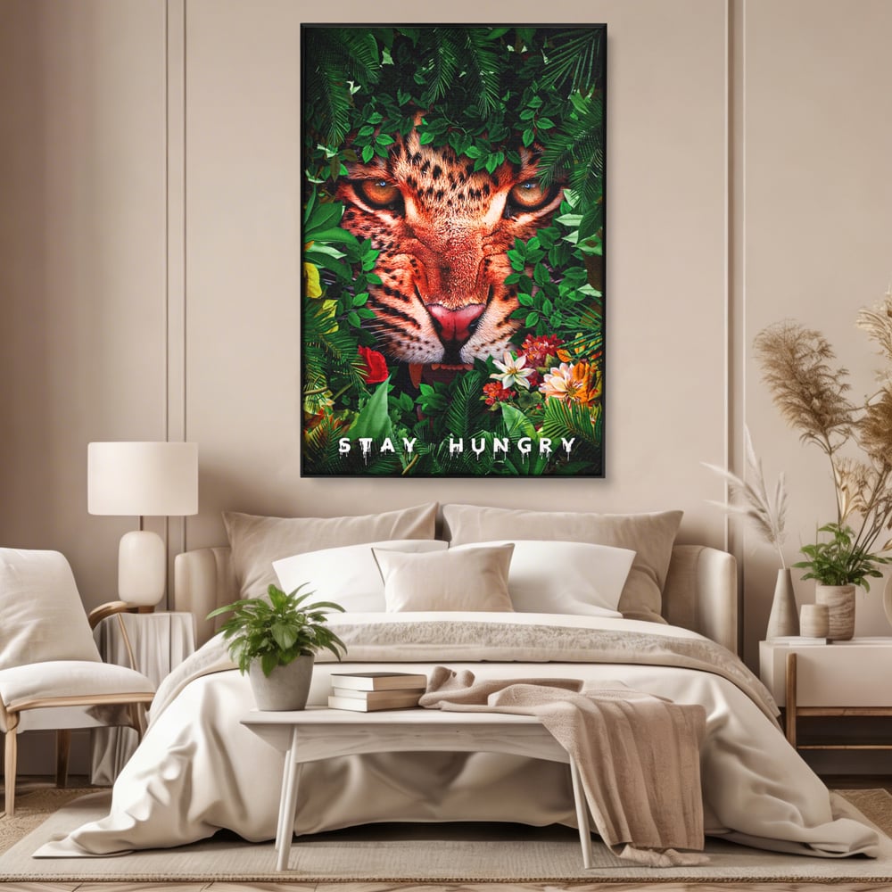 Tablou Canvas Premium LuxCanva® A1131, Hungry Tiger ,  Tigru, Jungla, Motivational, Culori Vibrante