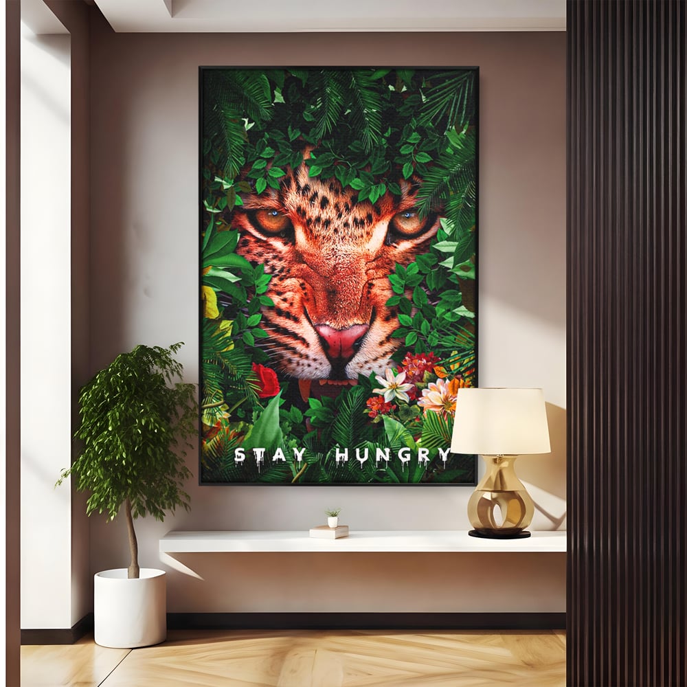 Tablou Canvas Premium LuxCanva® A1131, Hungry Tiger ,  Tigru, Jungla, Motivational, Culori Vibrante