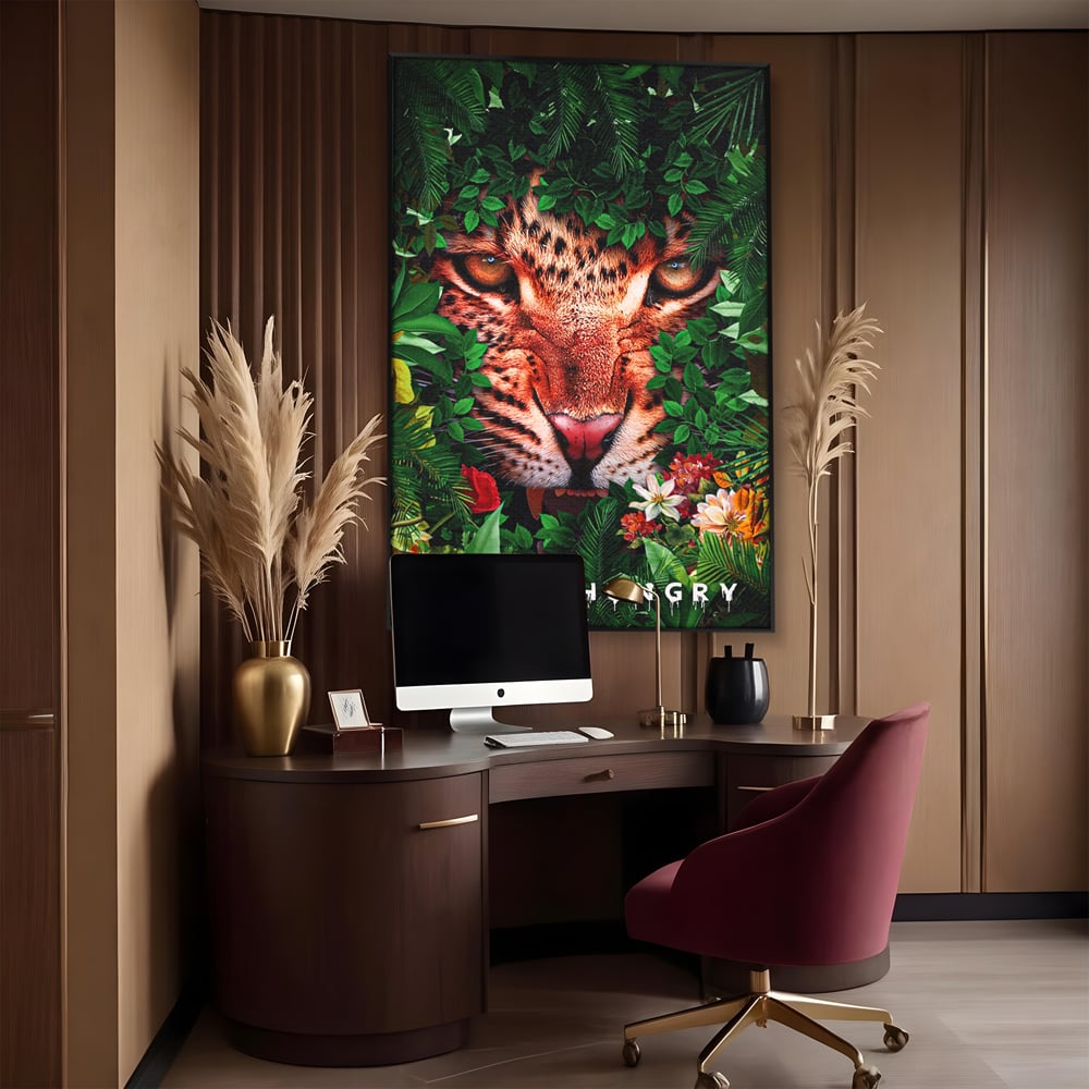 Tablou Canvas Premium LuxCanva® A1131, Hungry Tiger ,  Tigru, Jungla, Motivational, Culori Vibrante