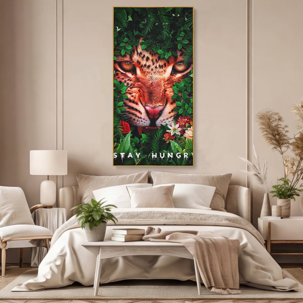 Tablou Canvas Premium LuxCanva® A1131, Hungry Tiger ,  Tigru, Jungla, Motivational, Culori Vibrante