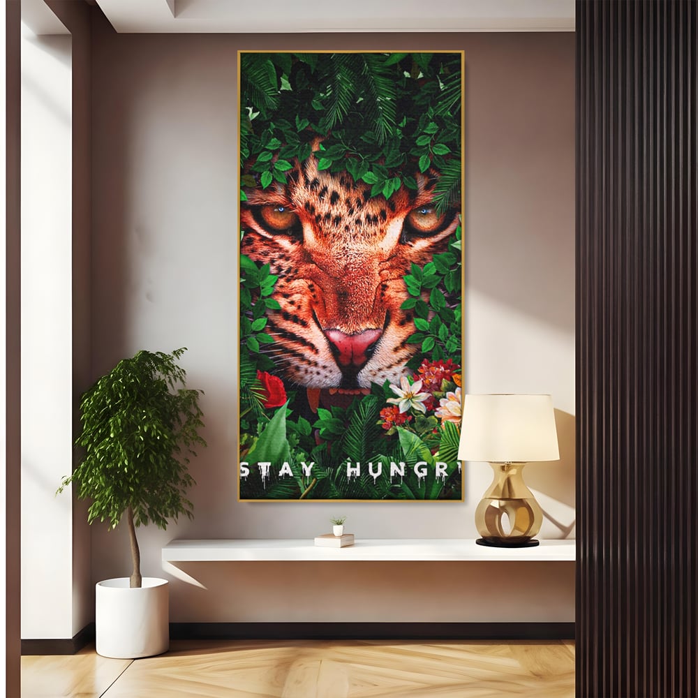 Tablou Canvas Premium LuxCanva® A1131, Hungry Tiger ,  Tigru, Jungla, Motivational, Culori Vibrante