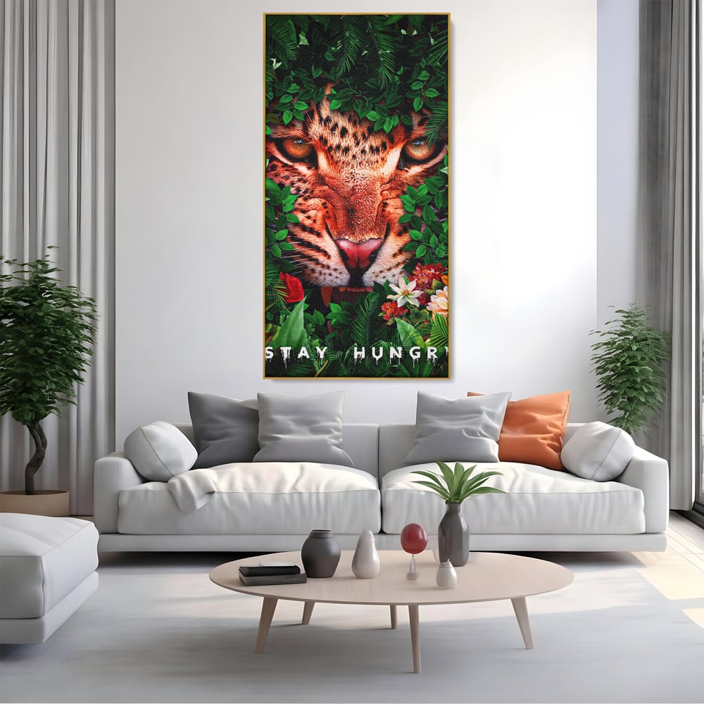 Tablou Canvas Premium LuxCanva® A1131, Hungry Tiger ,  Tigru, Jungla, Motivational, Culori Vibrante