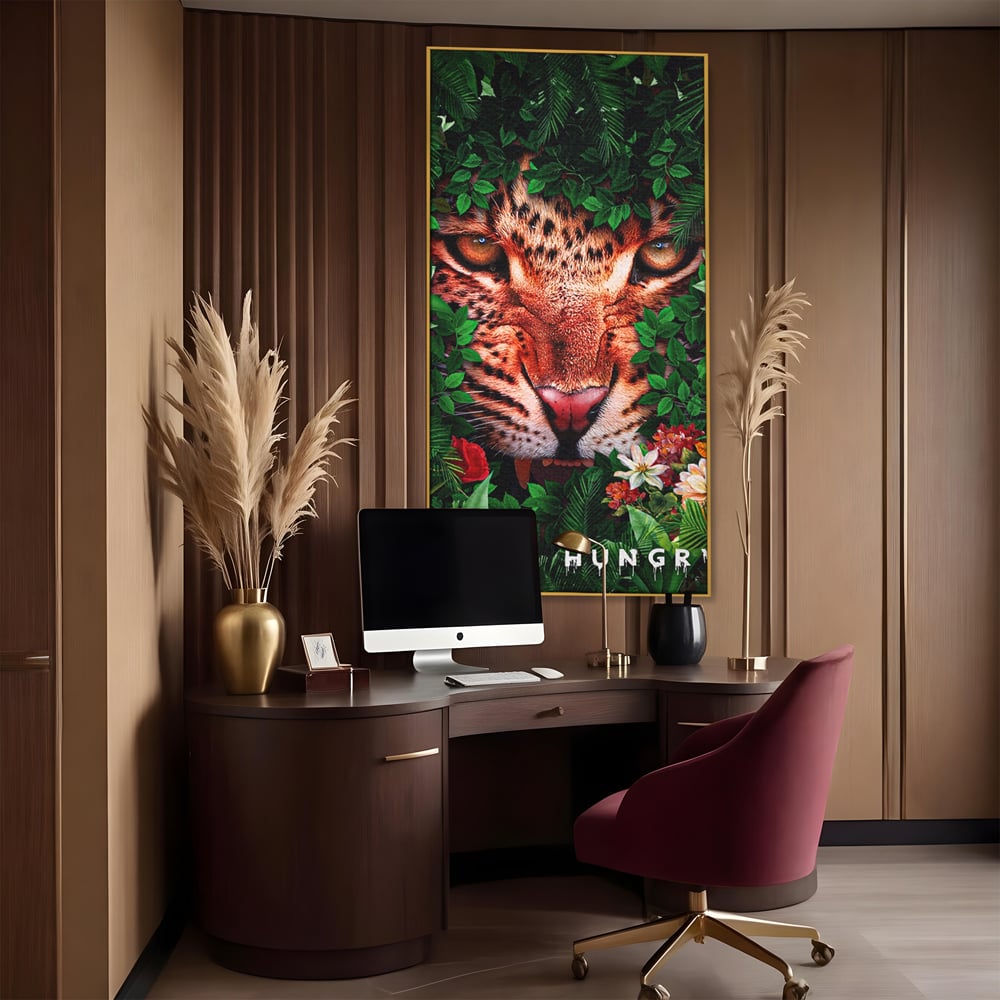 Tablou Canvas Premium LuxCanva® A1131, Hungry Tiger ,  Tigru, Jungla, Motivational, Culori Vibrante