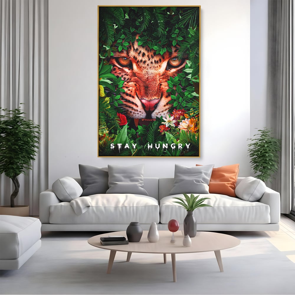 Tablou Canvas Premium LuxCanva® A1131, Hungry Tiger ,  Tigru, Jungla, Motivational, Culori Vibrante