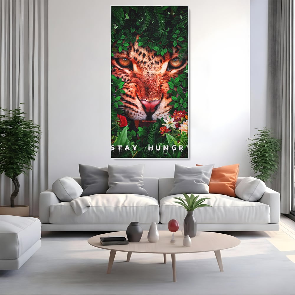 Tablou Canvas Premium LuxCanva® A1131, Hungry Tiger ,  Tigru, Jungla, Motivational, Culori Vibrante
