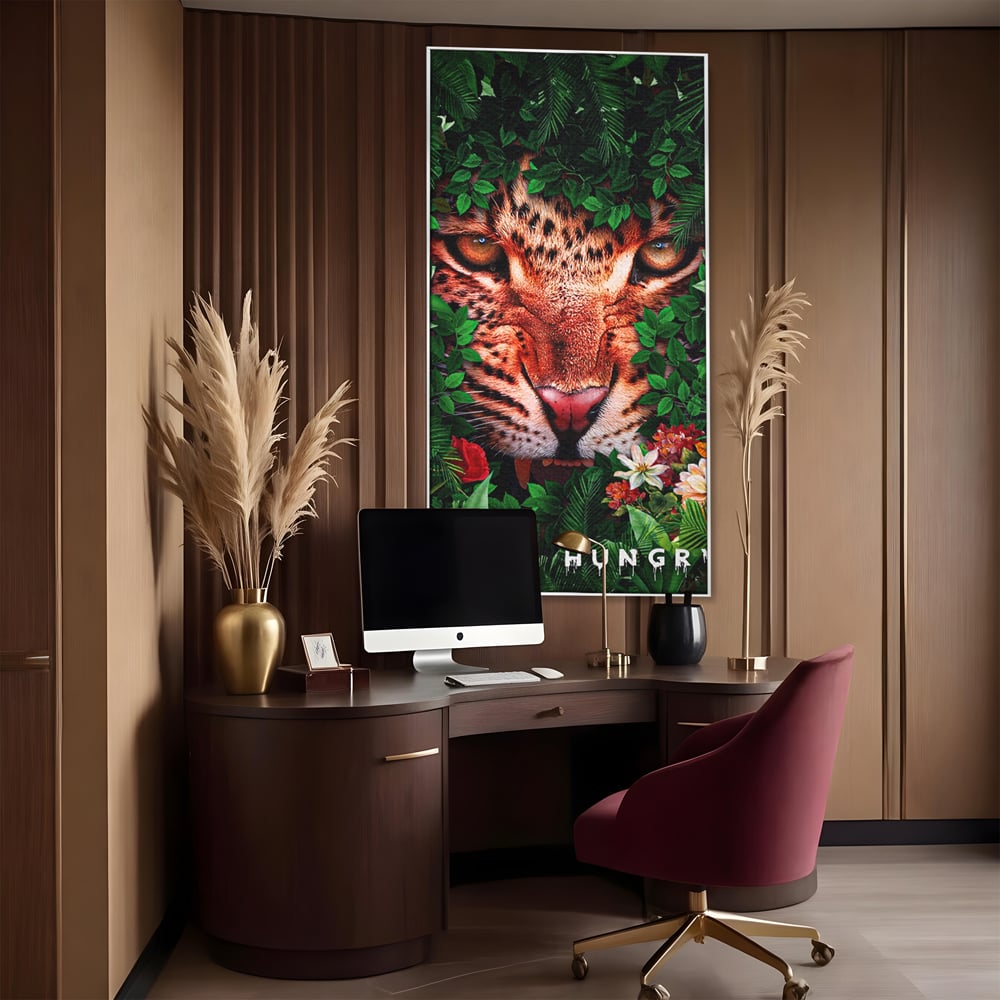 Tablou Canvas Premium LuxCanva® A1131, Hungry Tiger ,  Tigru, Jungla, Motivational, Culori Vibrante