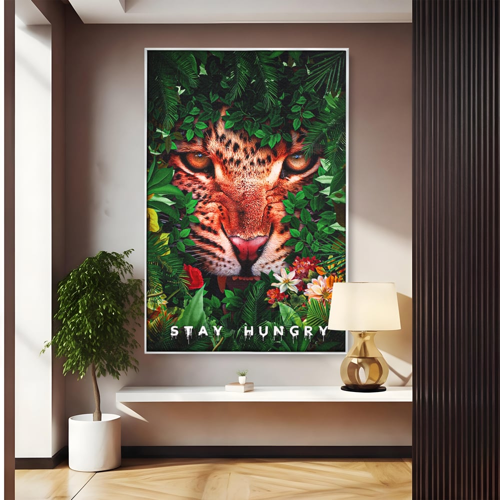 Tablou Canvas Premium LuxCanva® A1131, Hungry Tiger ,  Tigru, Jungla, Motivational, Culori Vibrante