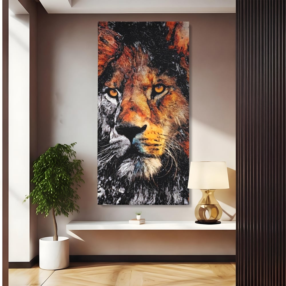 Tablou Canvas Premium LuxCanva® A1135, Leu , Regele Junglei, Animal Salbatic, Motivational, Culori Vibrante