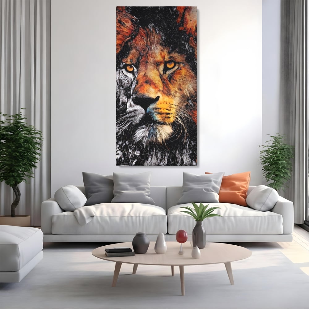 Tablou Canvas Premium LuxCanva® A1135, Leu , Regele Junglei, Animal Salbatic, Motivational, Culori Vibrante