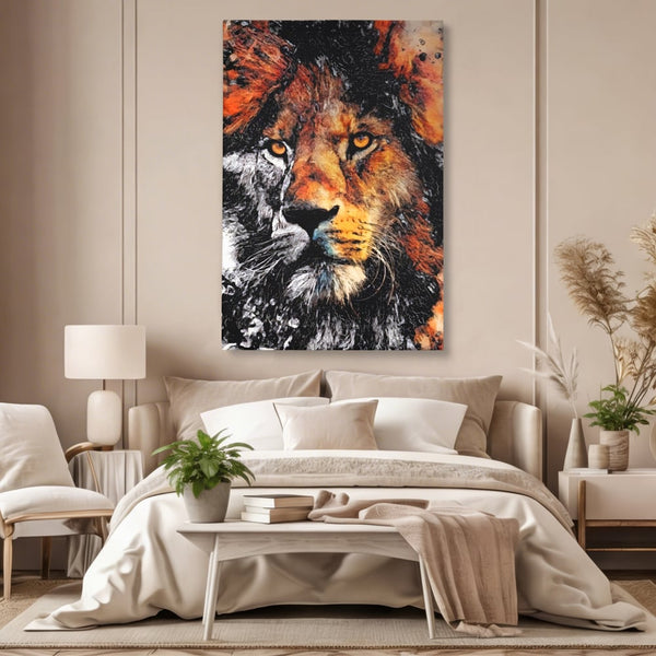 Tablou Canvas Premium LuxCanva® A1135, Leu , Regele Junglei, Animal Salbatic, Motivational, Culori Vibrante