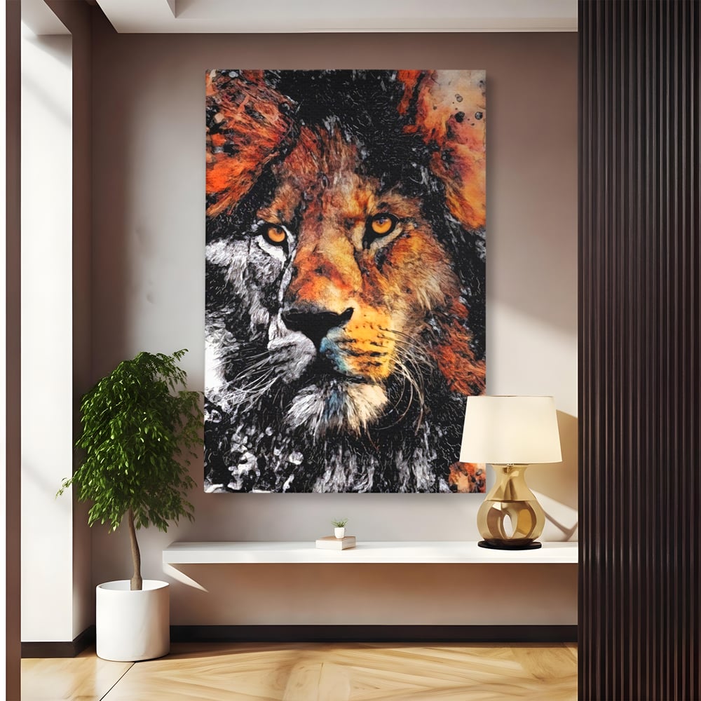 Tablou Canvas Premium LuxCanva® A1135, Leu , Regele Junglei, Animal Salbatic, Motivational, Culori Vibrante