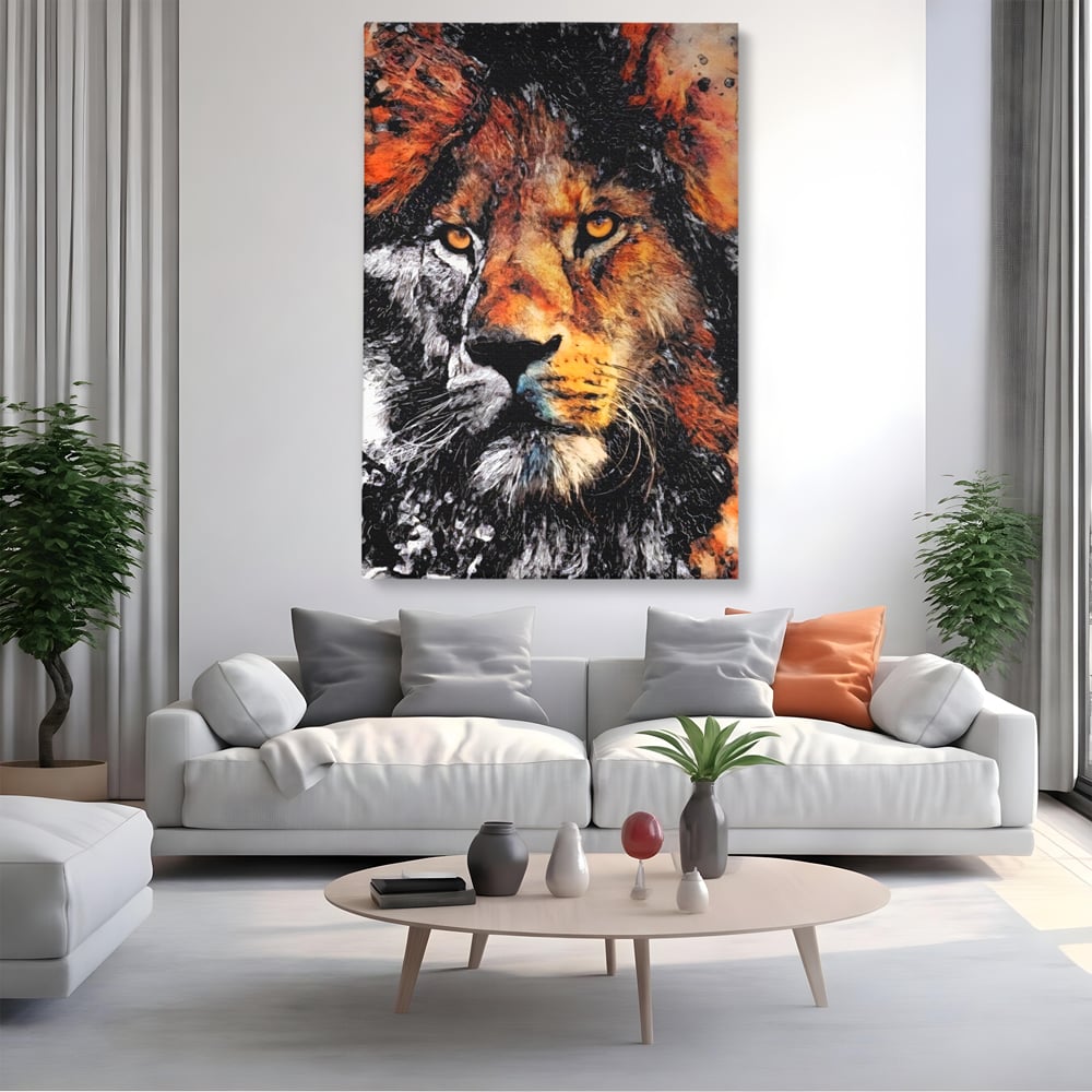 Tablou Canvas Premium LuxCanva® A1135, Leu , Regele Junglei, Animal Salbatic, Motivational, Culori Vibrante