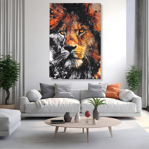 Tablou Canvas Premium LuxCanva® A1135, Leu , Regele Junglei, Animal Salbatic, Motivational, Culori Vibrante