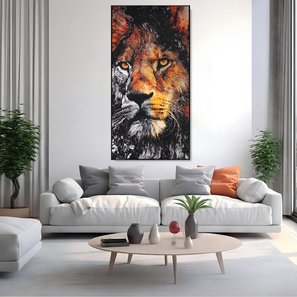 Tablou Canvas Premium LuxCanva® A1135, Leu , Regele Junglei, Animal Salbatic, Motivational, Culori Vibrante