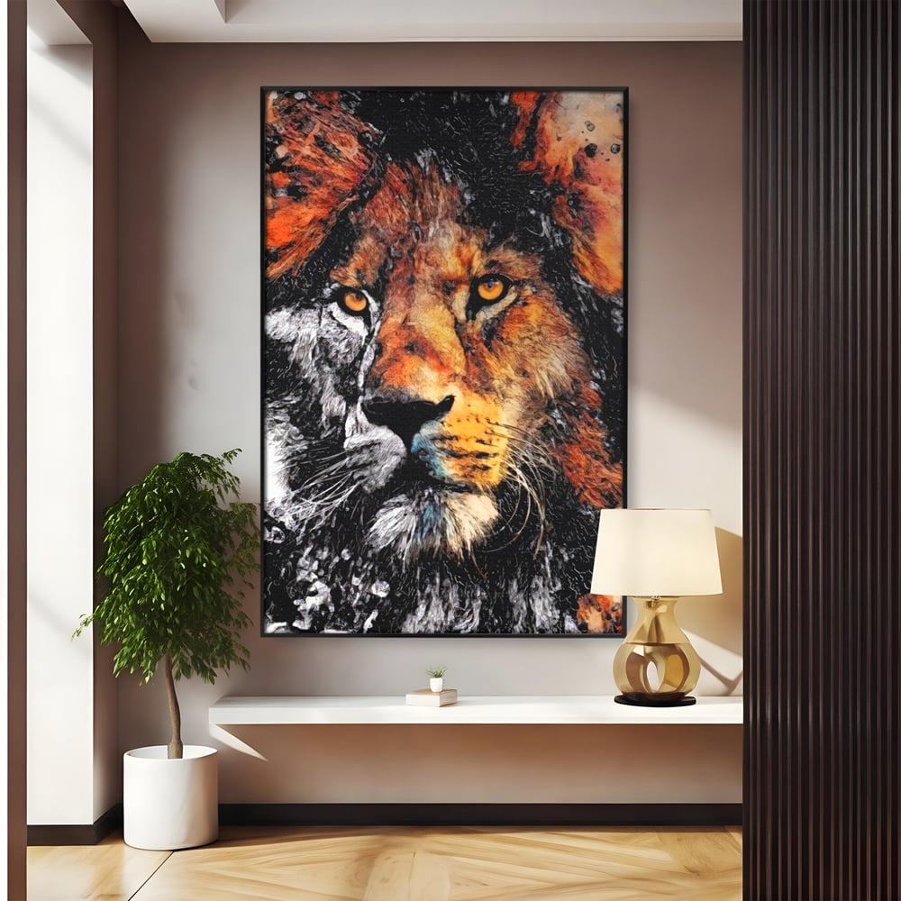Tablou Canvas Premium LuxCanva® A1135, Leu , Regele Junglei, Animal Salbatic, Motivational, Culori Vibrante