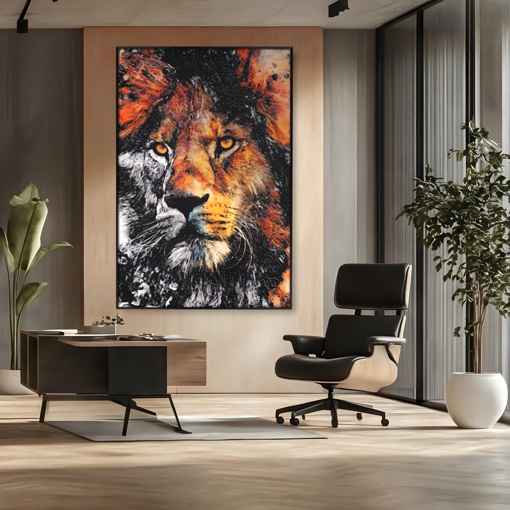 Tablou Canvas Premium LuxCanva® A1135, Leu , Regele Junglei, Animal Salbatic, Motivational, Culori Vibrante