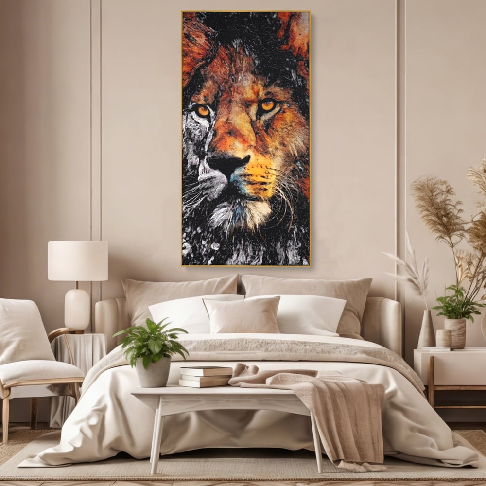 Tablou Canvas Premium LuxCanva® A1135, Leu , Regele Junglei, Animal Salbatic, Motivational, Culori Vibrante