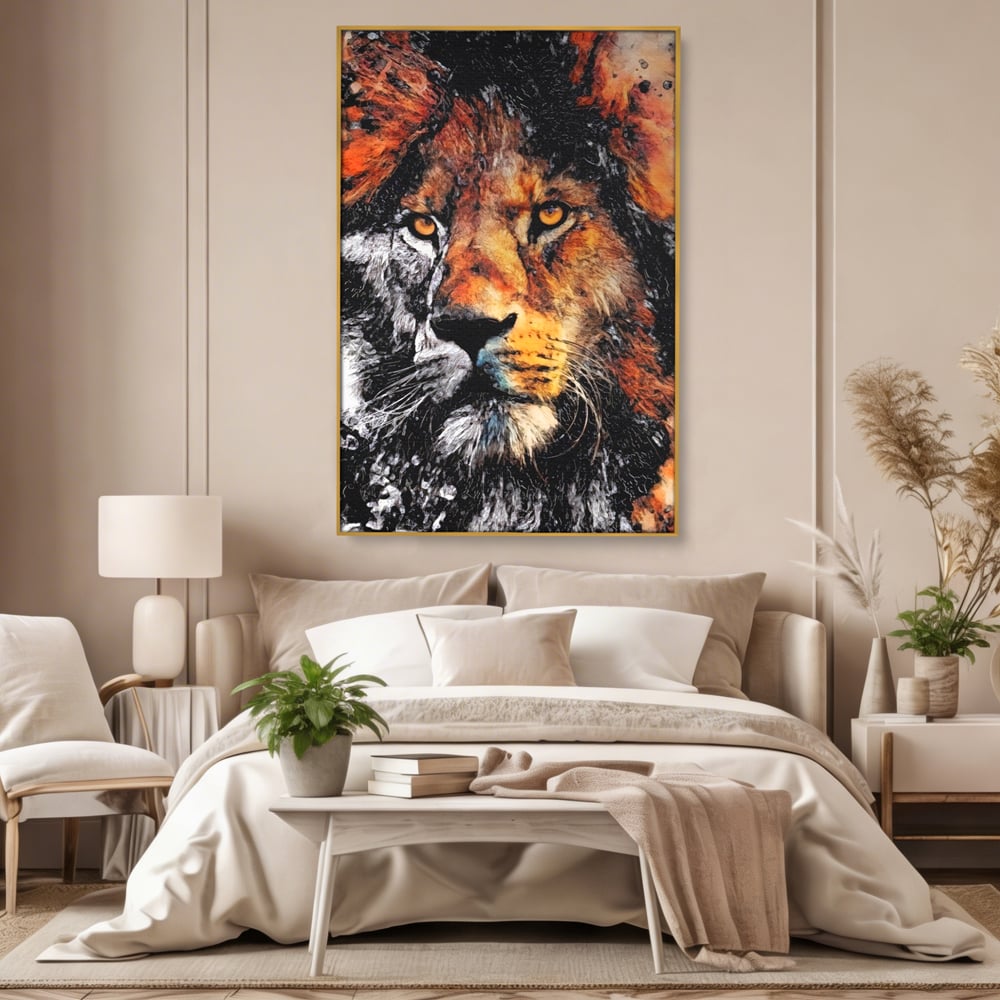 Tablou Canvas Premium LuxCanva® A1135, Leu , Regele Junglei, Animal Salbatic, Motivational, Culori Vibrante
