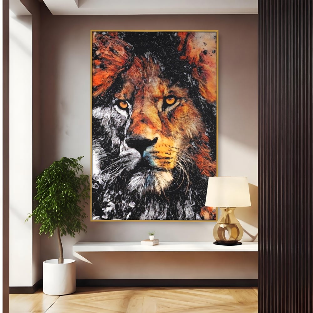 Tablou Canvas Premium LuxCanva® A1135, Leu , Regele Junglei, Animal Salbatic, Motivational, Culori Vibrante