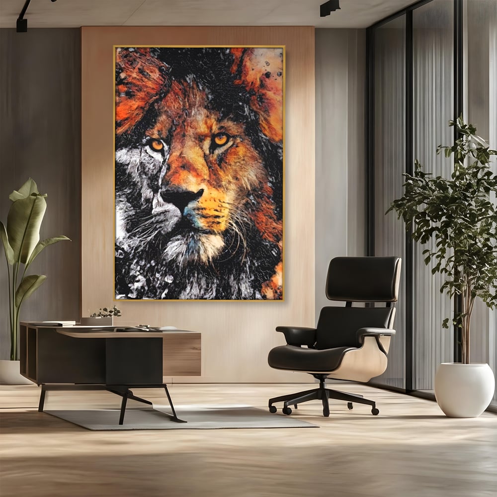 Tablou Canvas Premium LuxCanva® A1135, Leu , Regele Junglei, Animal Salbatic, Motivational, Culori Vibrante