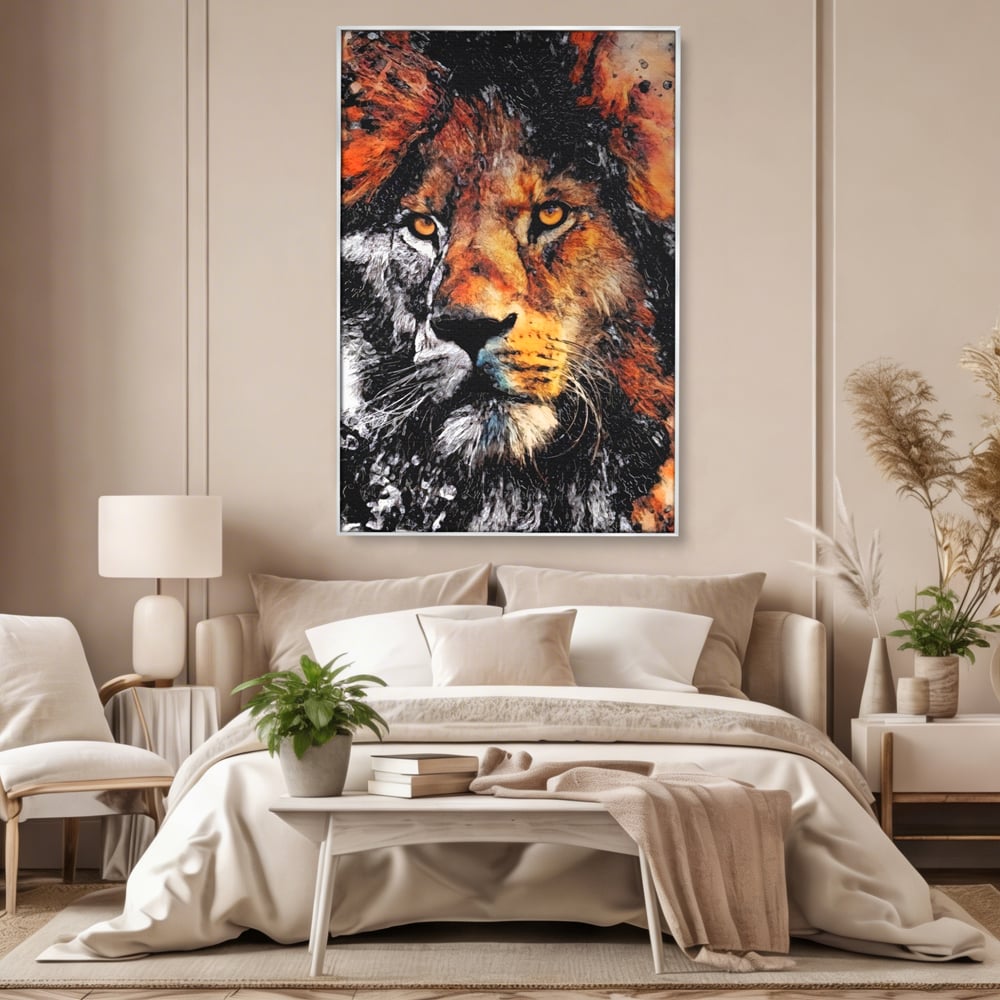 Tablou Canvas Premium LuxCanva® A1135, Leu , Regele Junglei, Animal Salbatic, Motivational, Culori Vibrante