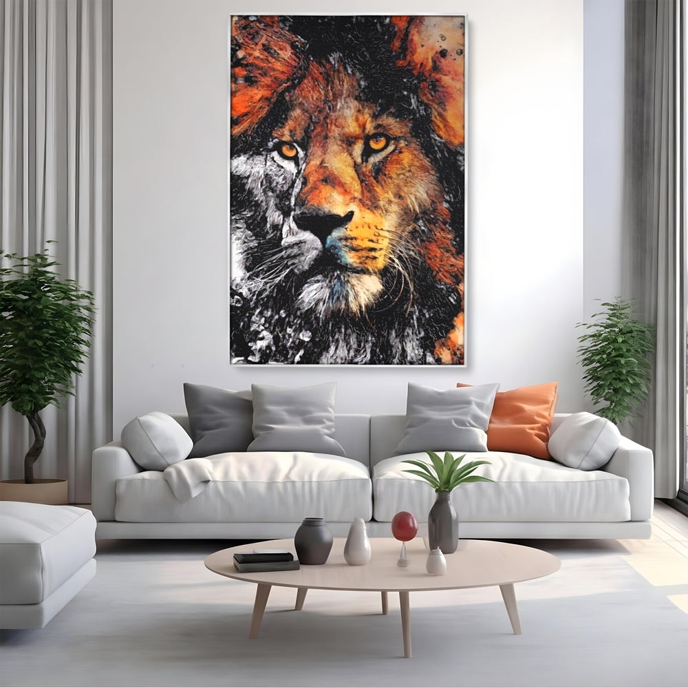 Tablou Canvas Premium LuxCanva® A1135, Leu , Regele Junglei, Animal Salbatic, Motivational, Culori Vibrante