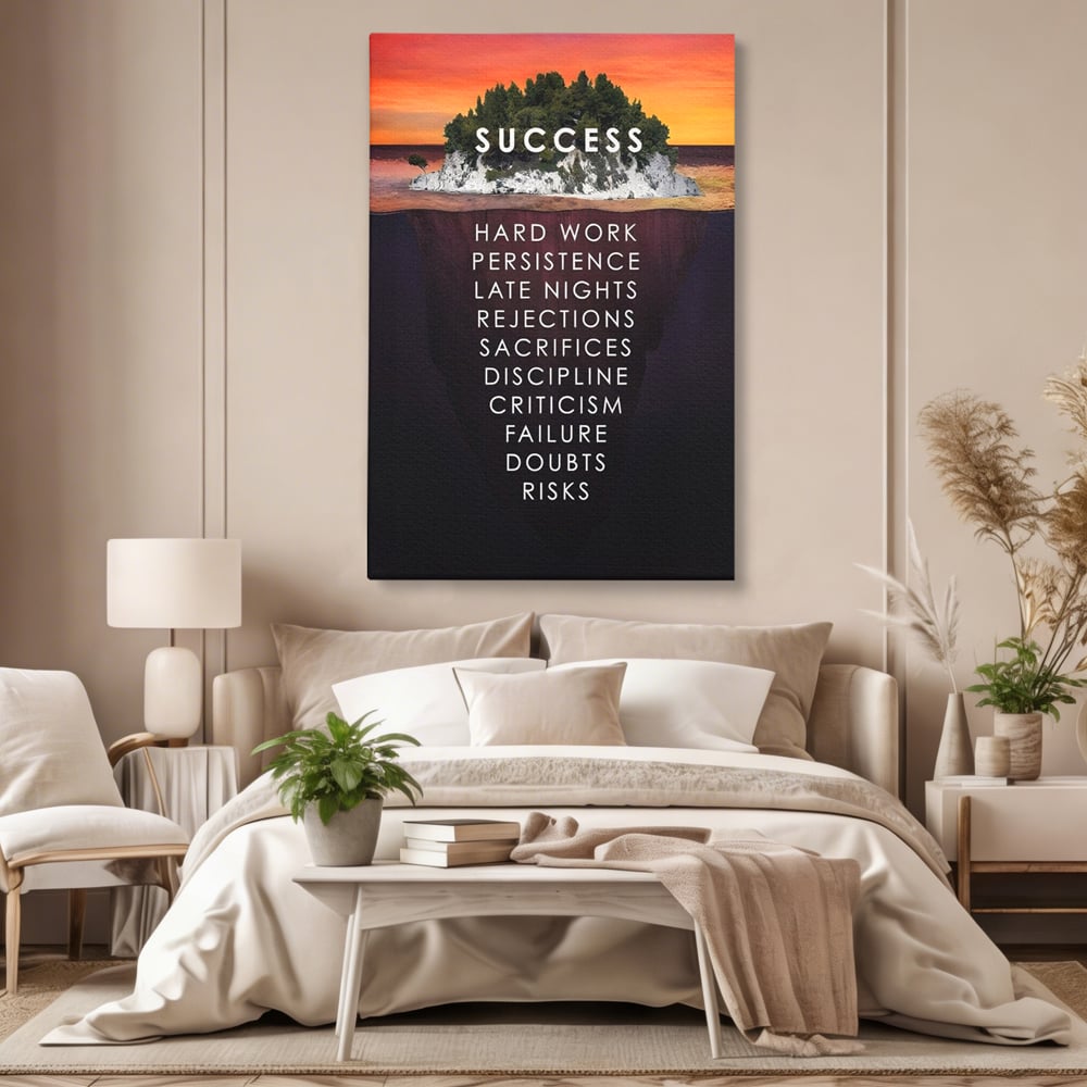 Tablou Canvas Premium LuxCanva® A1140, Insula Succesului , Disciplina, Sacrificii, Munca, Culori Vibrante