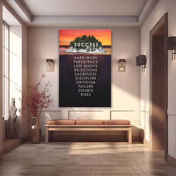 Tablou Canvas Premium LuxCanva® A1140, Insula Succesului , Disciplina, Sacrificii, Munca, Culori Vibrante
