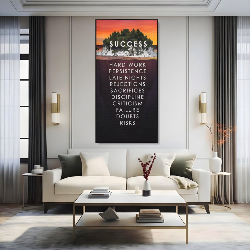 Tablou Canvas Premium LuxCanva® A1140, Insula Succesului , Disciplina, Sacrificii, Munca, Culori Vibrante