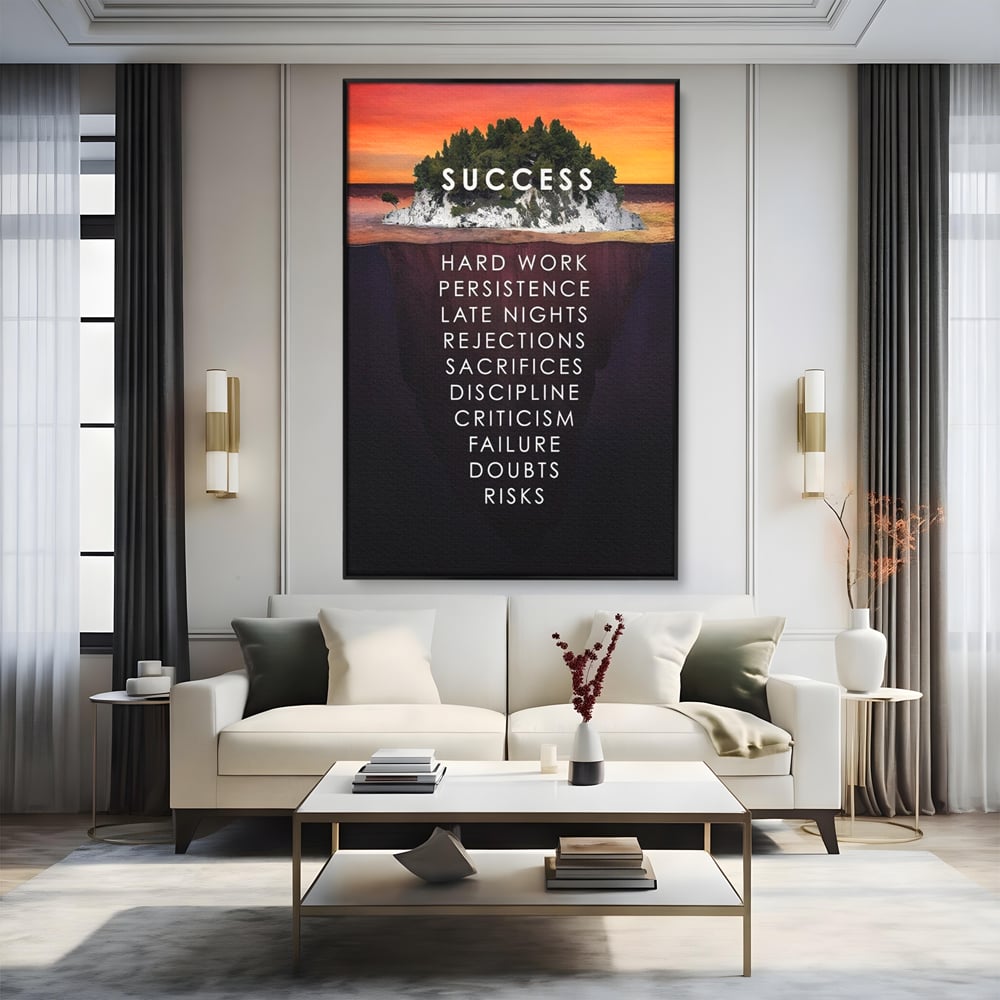 Tablou Canvas Premium LuxCanva® A1140, Insula Succesului , Disciplina, Sacrificii, Munca, Culori Vibrante