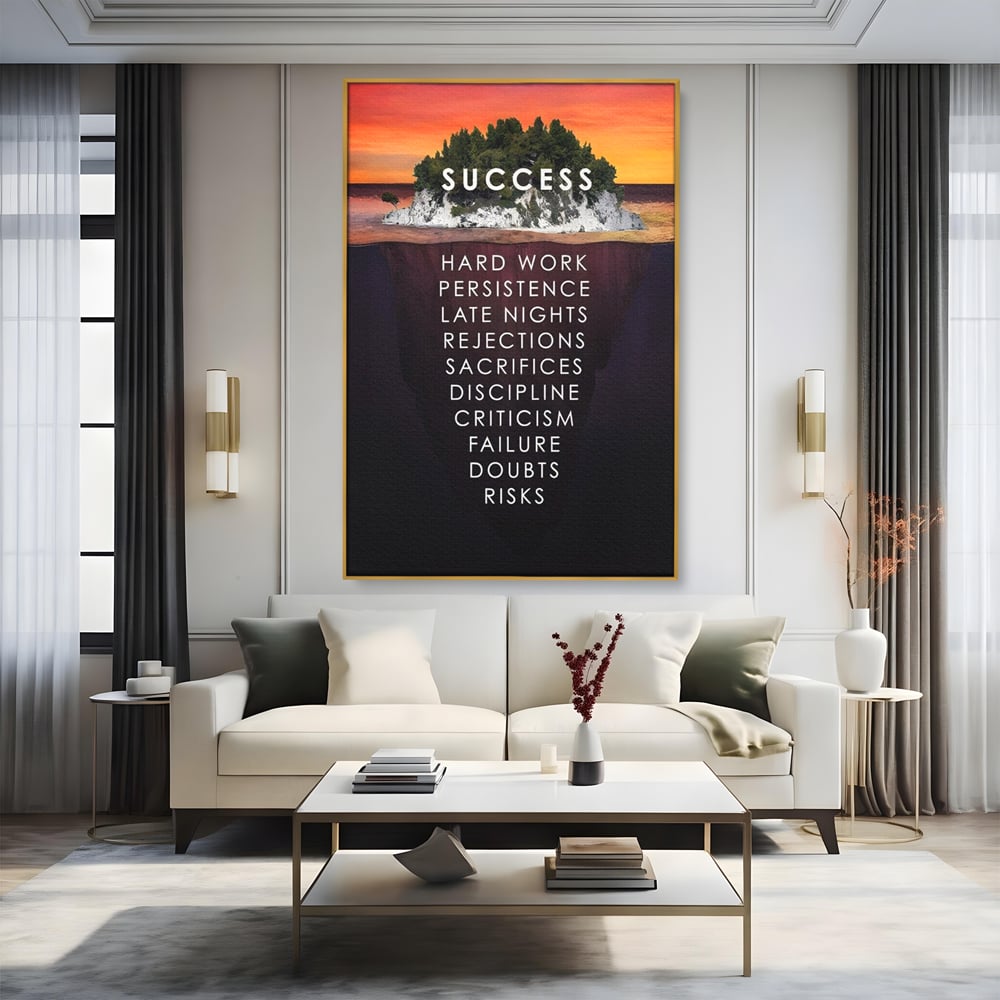 Tablou Canvas Premium LuxCanva® A1140, Insula Succesului , Disciplina, Sacrificii, Munca, Culori Vibrante
