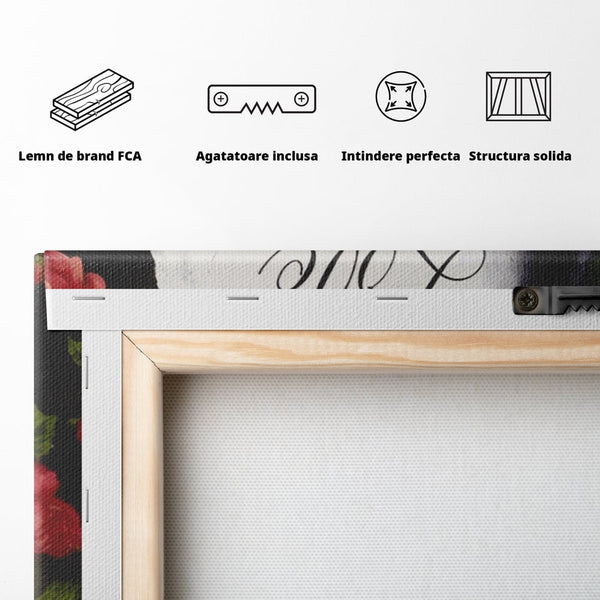 Tablou Canvas Premium LuxCanva® A1142, Love Rose , Iubire, Trandafiri, Roz, Culori Vibrante