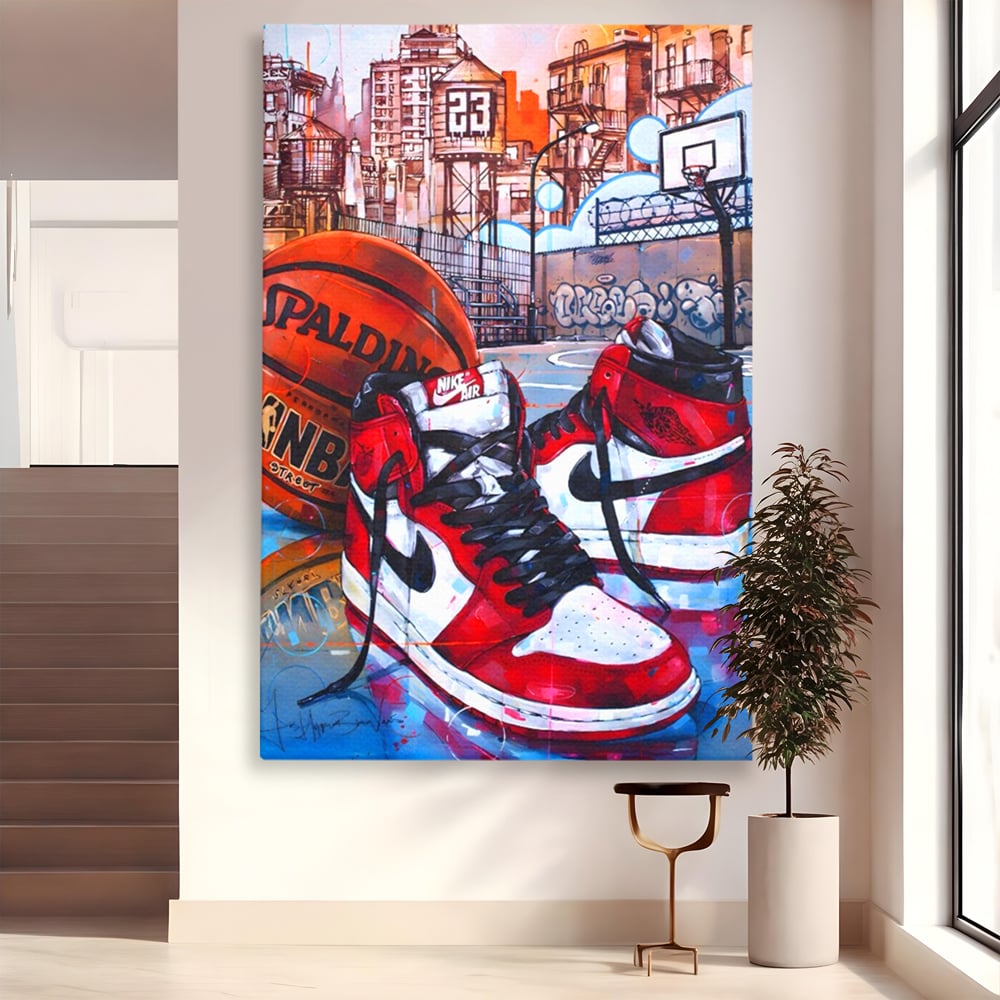 Canvas Premium Canvas Board, LuxCanva® A1143, Nike Air, Ball, Basketball, Jordan, lebendige Farben