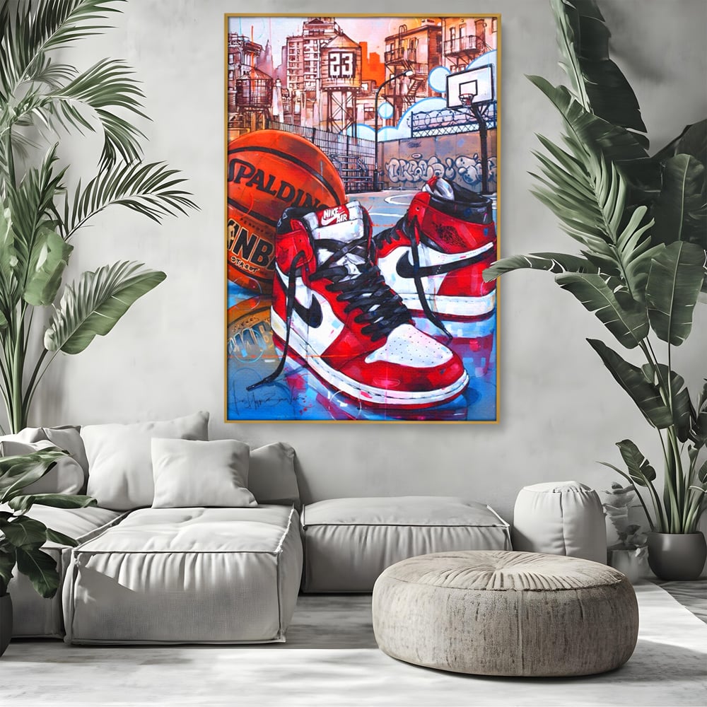 Canvas Premium Canvas Board, LuxCanva® A1143, Nike Air, Ball, Basketball, Jordan, lebendige Farben