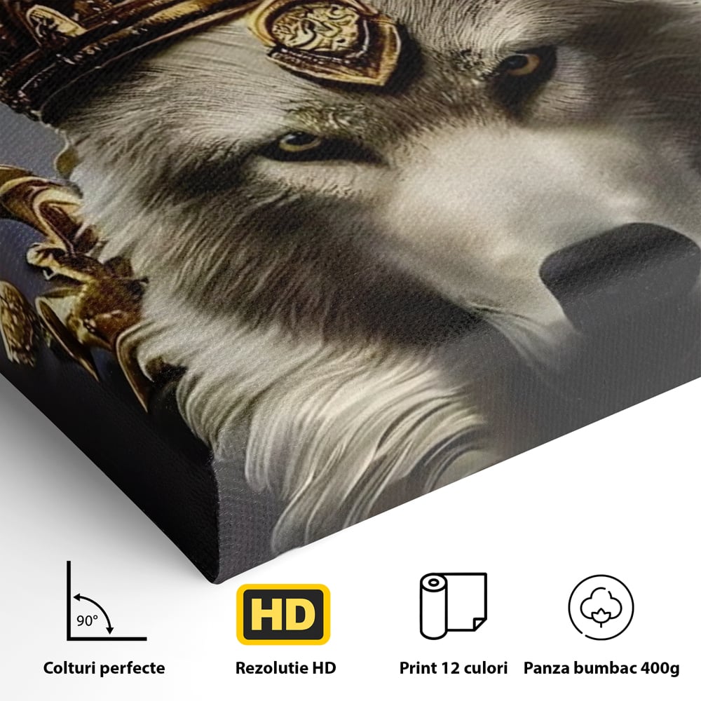 Tablou Canvas Premium LuxCanva® A1144, Wolf King , Lup, Animal, Culori Vibrante