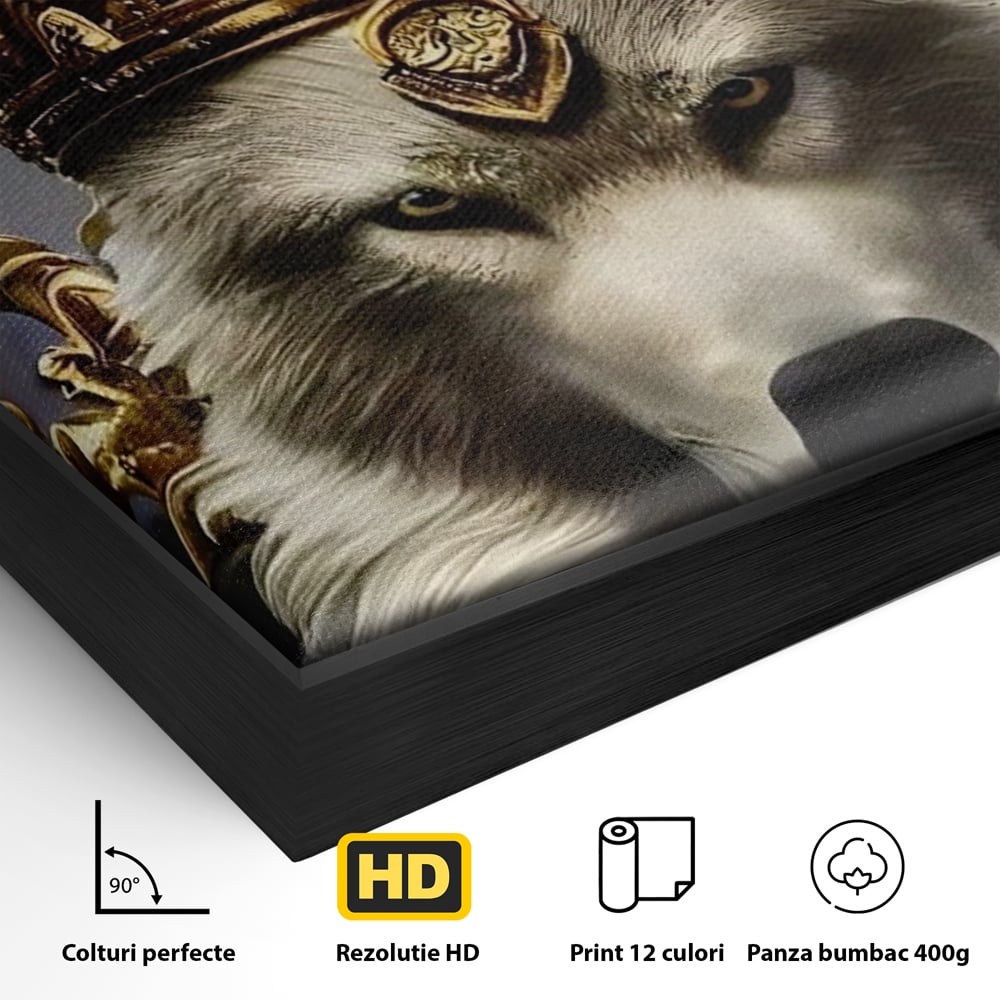 Tablou Canvas Premium LuxCanva® A1144, Wolf King , Lup, Animal, Culori Vibrante